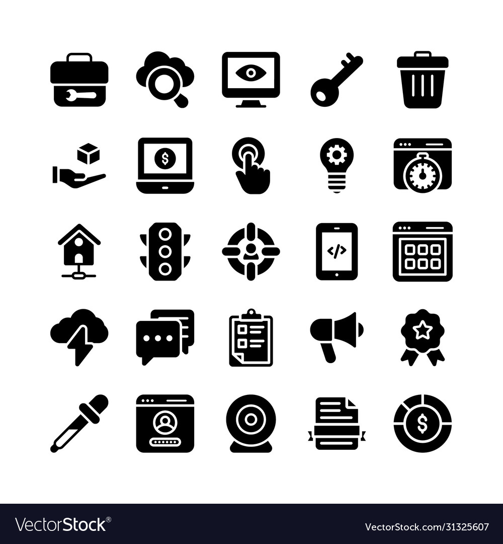 Web programming glyph icons pack
