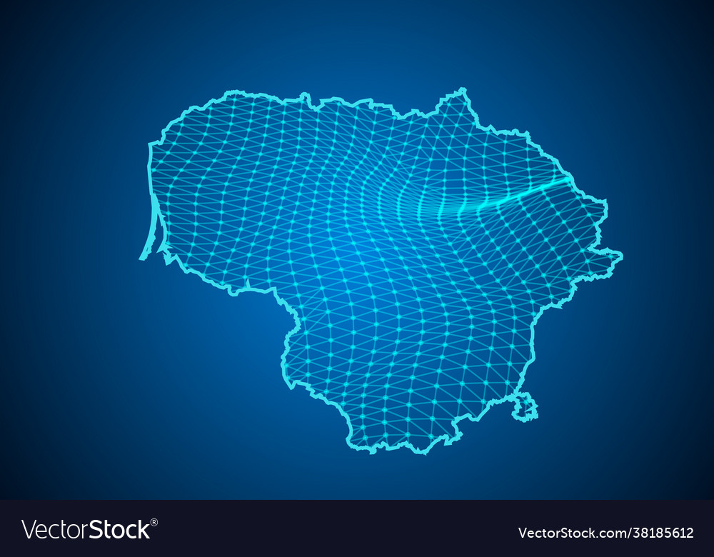 Abstract digital map lithuania with particles vector image Abstract digital map lithuania with particles