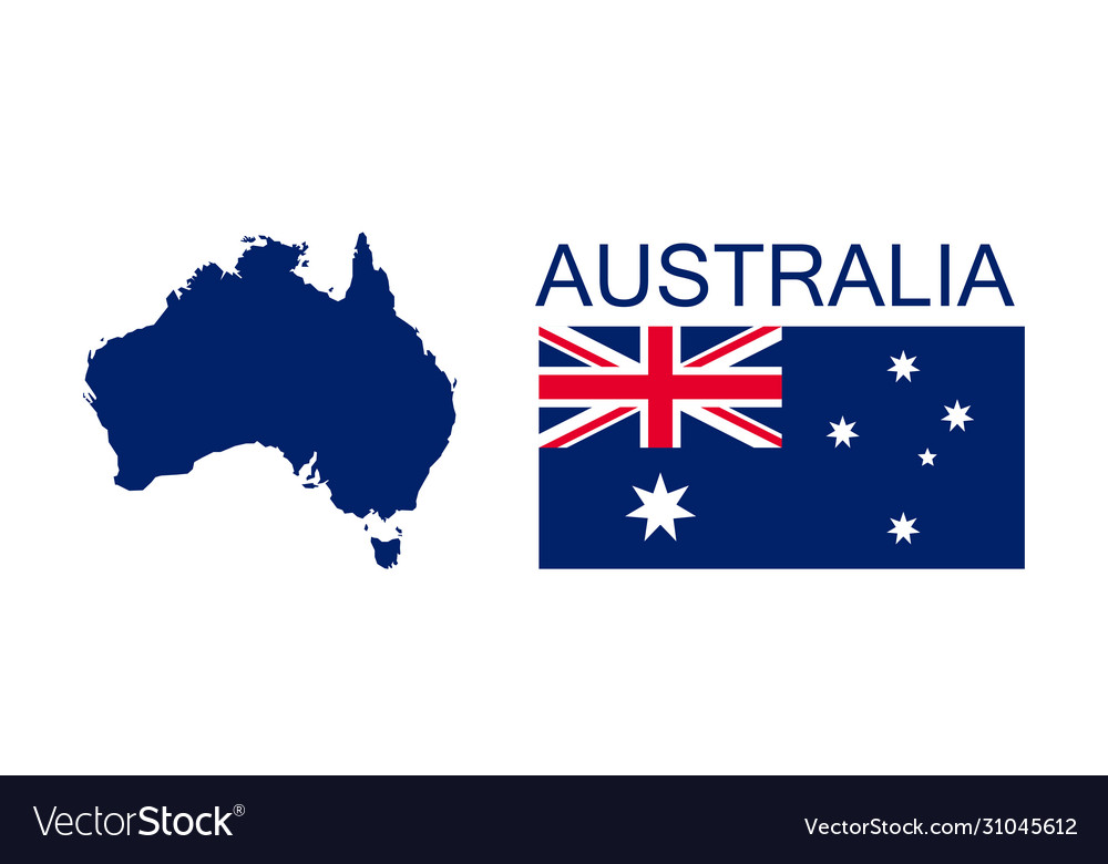 Australia flag and map flat style