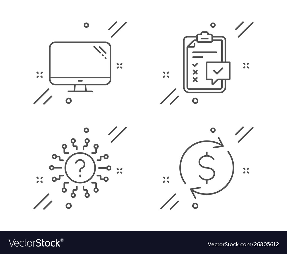 Checklist computer and question mark icons set vector image Checklist computer and question mark icons set