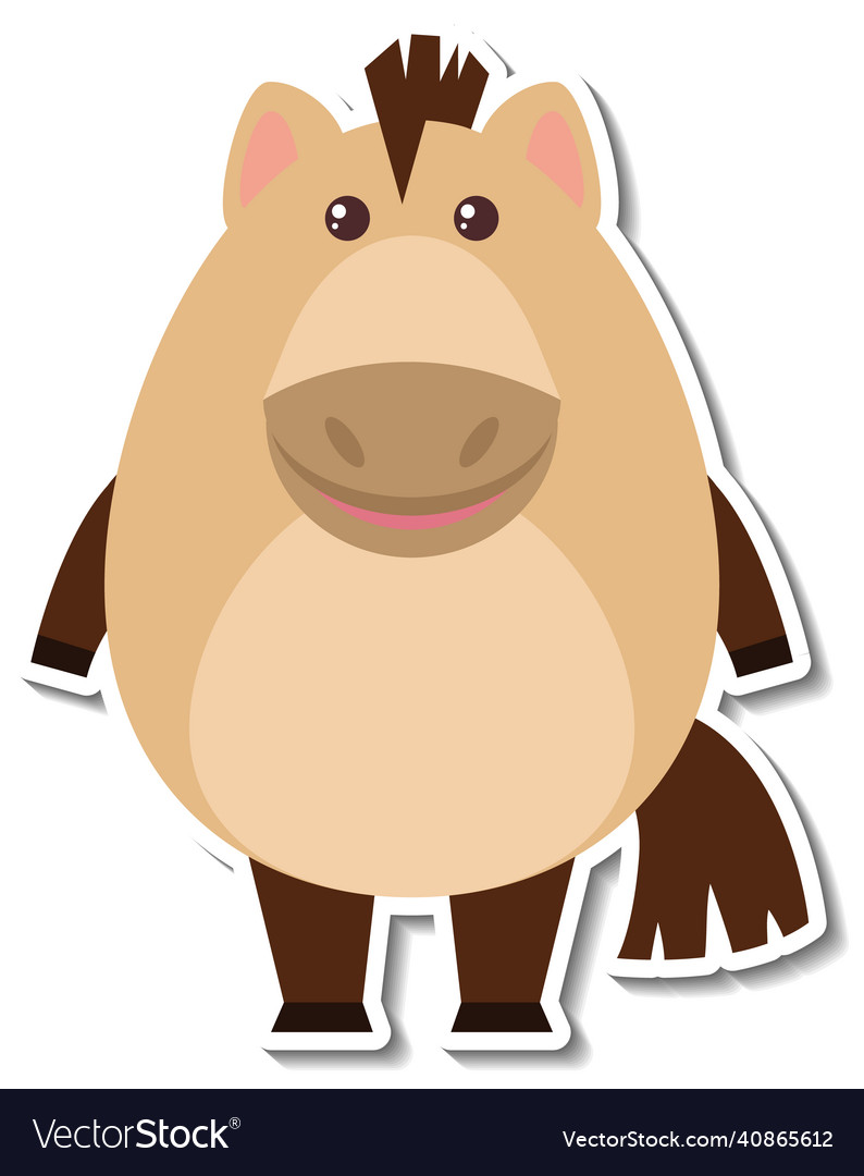 Chubby Pferde Tier Cartoon Aufkleber vector image Chubby Pferde Tier Cartoon Aufkleber