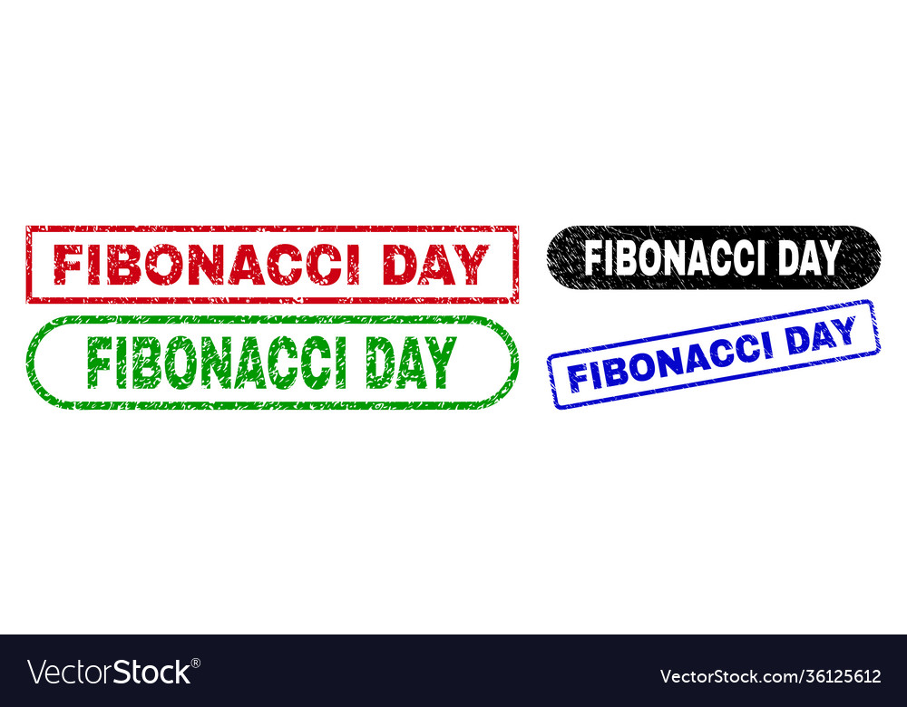 Fibonacci day rectangle stamps with scratched
