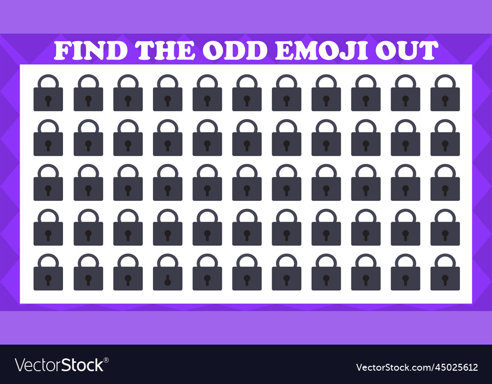 Find the odd emoji out visual logic puzzle game vector image Find the odd emoji out visual logic puzzle game