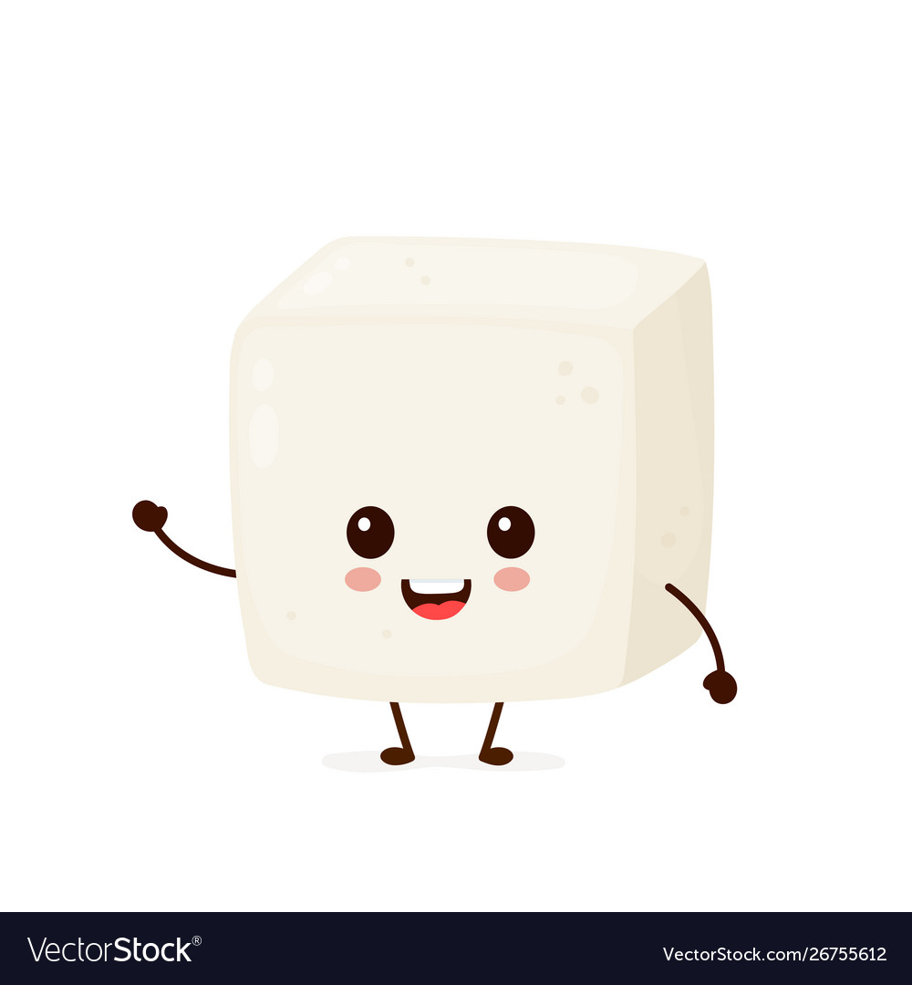 Happy cute smiling funny tofu Royalty Free Vector Image