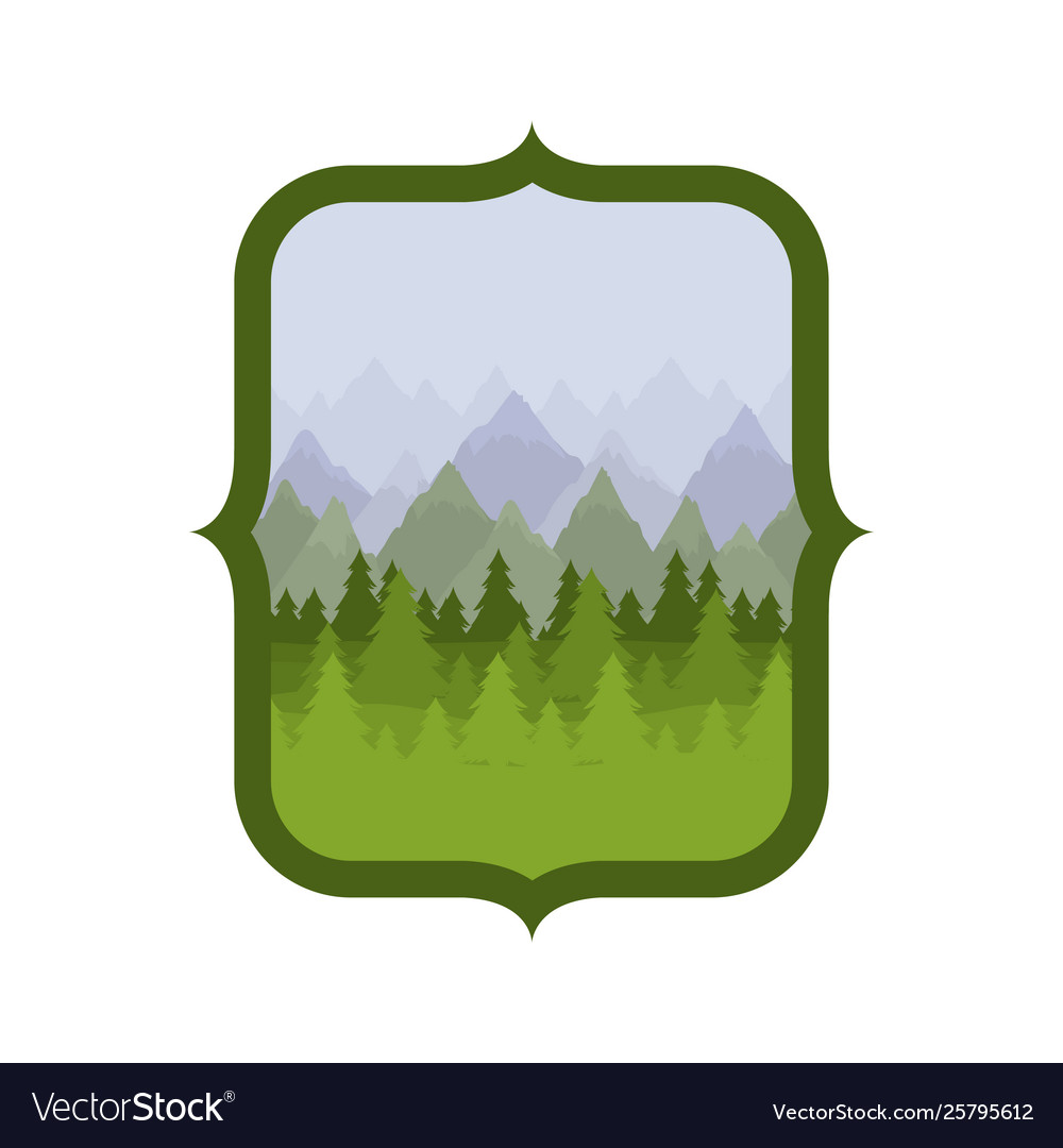 Isolated pine trees inside frame design