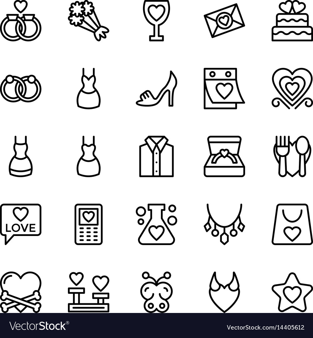 Love and valentine line icons 14