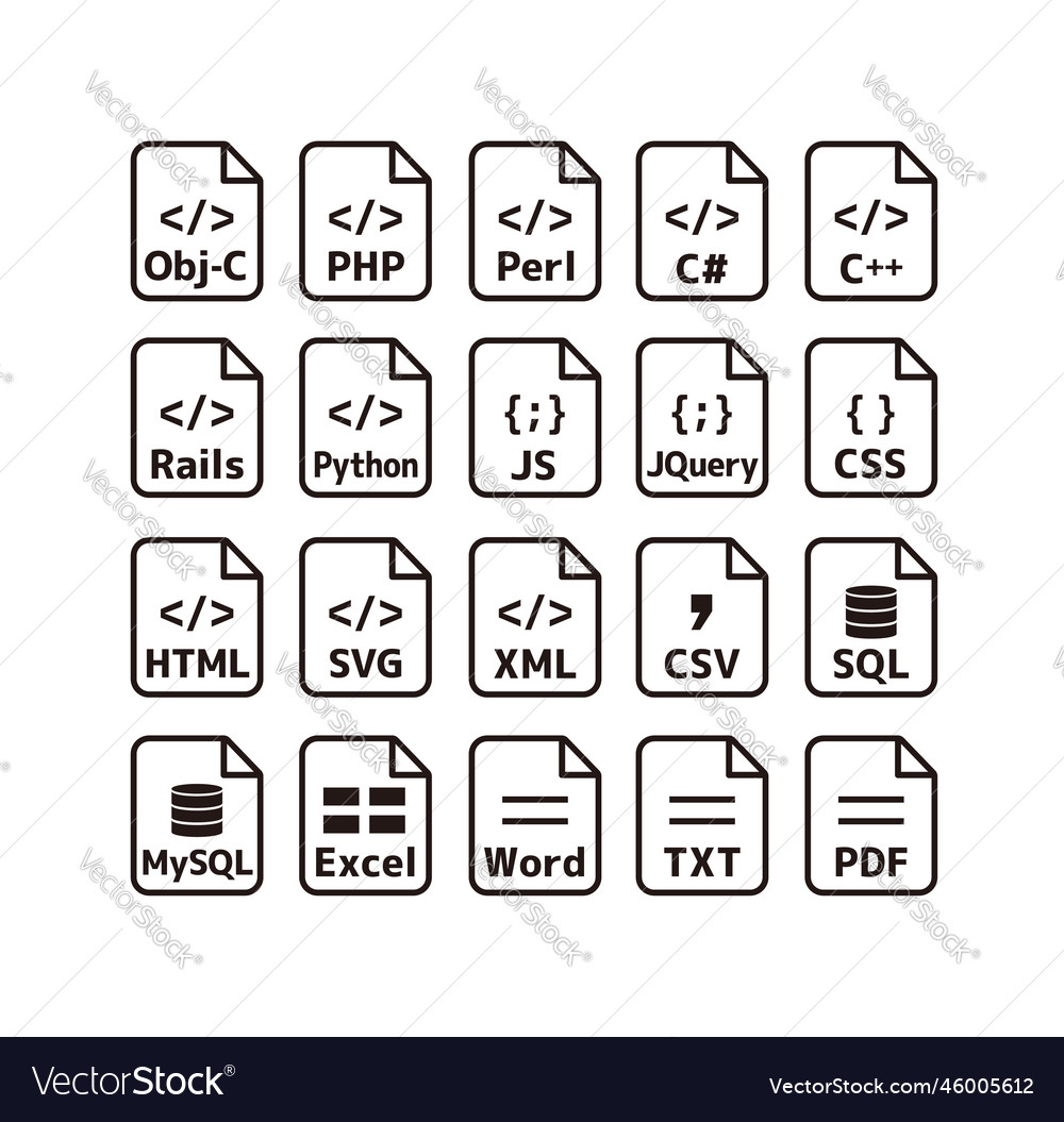 Major Programming Languages And File Formats Icon Vector Image