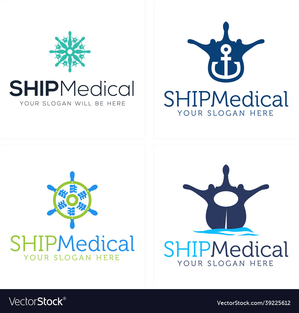 Medical ship marine nautical sea logo design