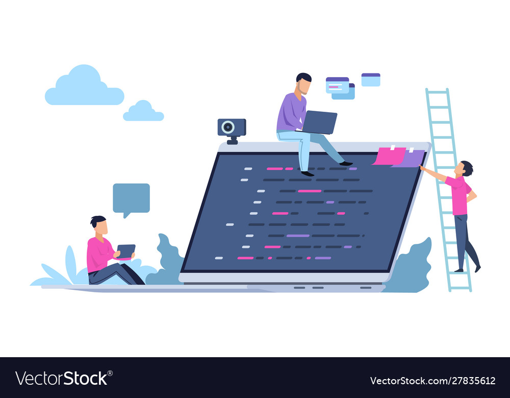 Programming concept with people characters Vector Image