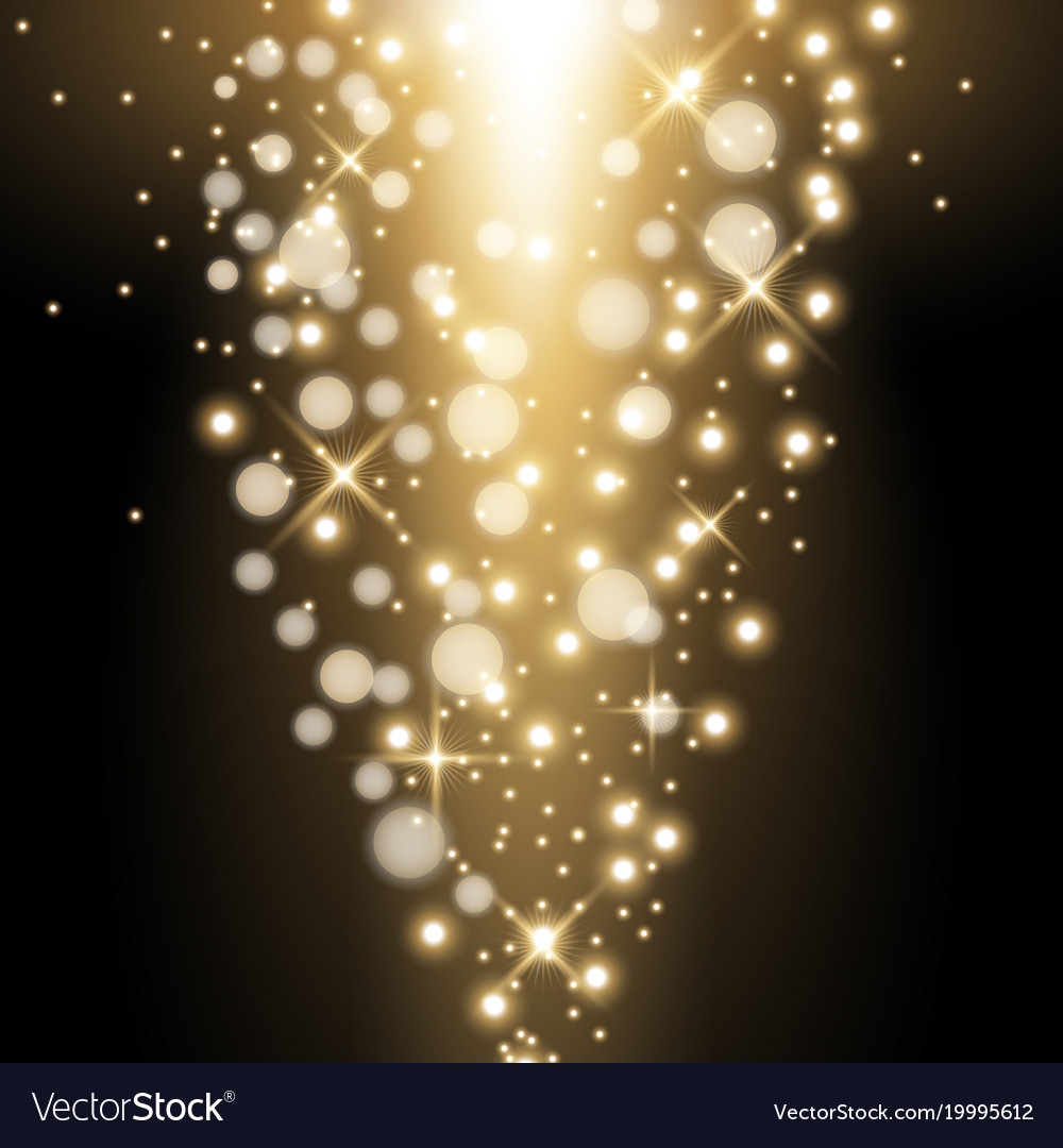 Rays of light with sparkles golden color