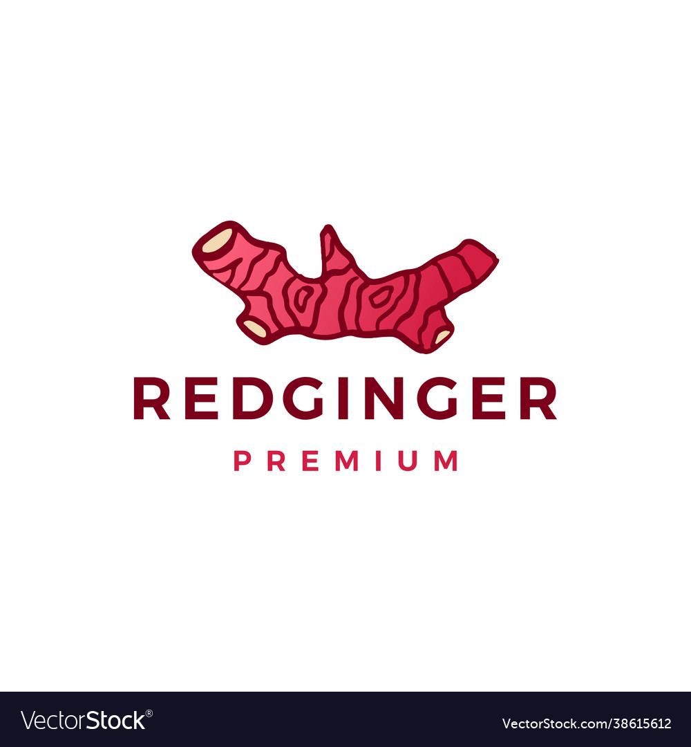 Red ginger root logo icon Royalty Free Vector Image