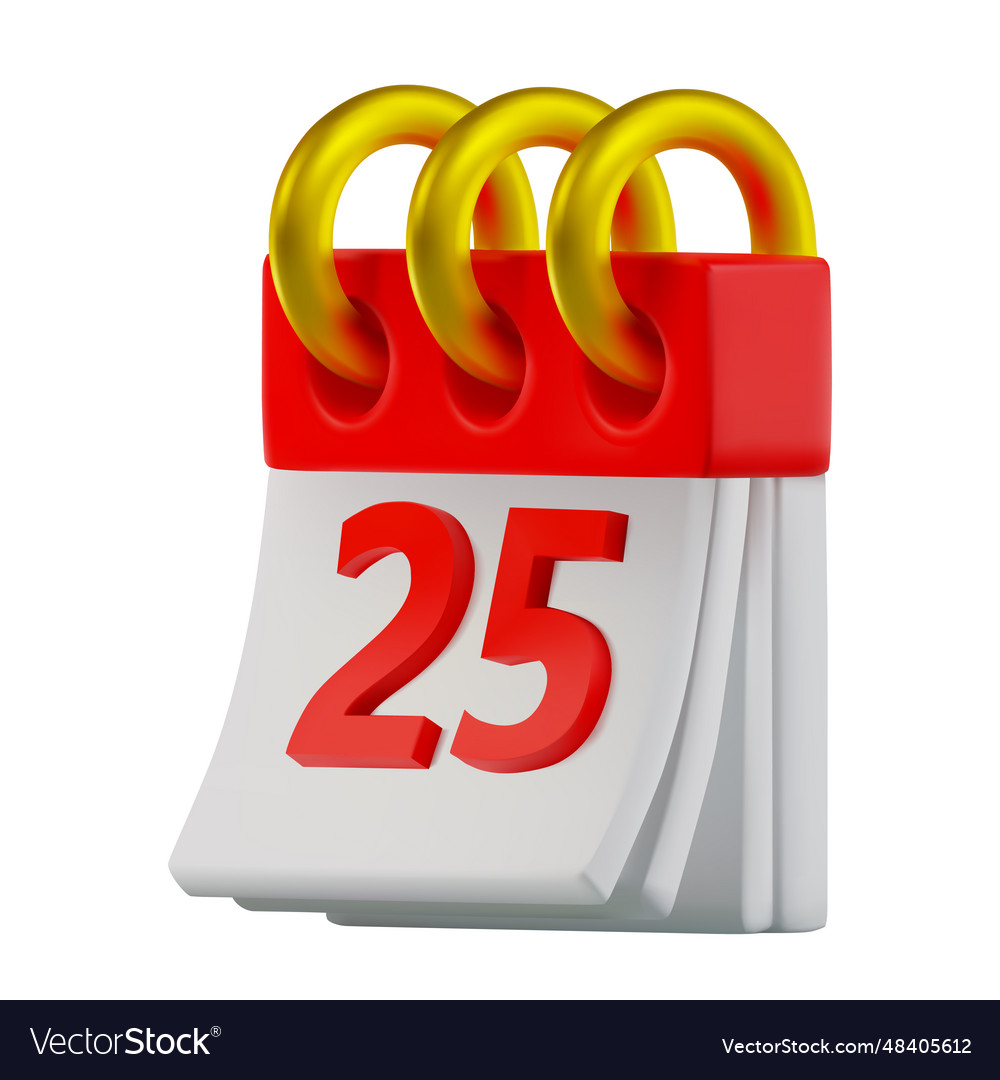 Render of the advent calendar with 25th vector image Render of the advent calendar with 25th