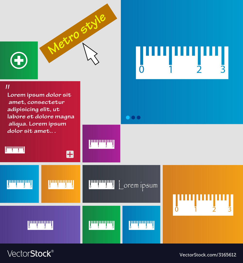 Ruler sign icon school tool symbol set of colored