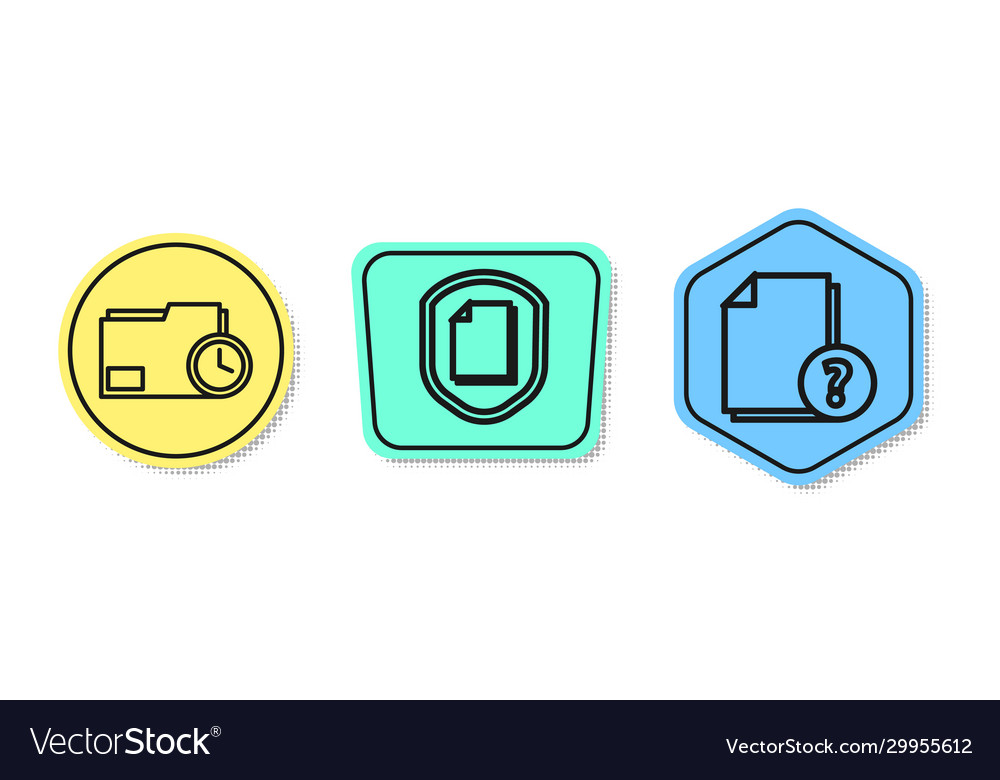 Set line document folder with clock vector image Set line document folder with clock