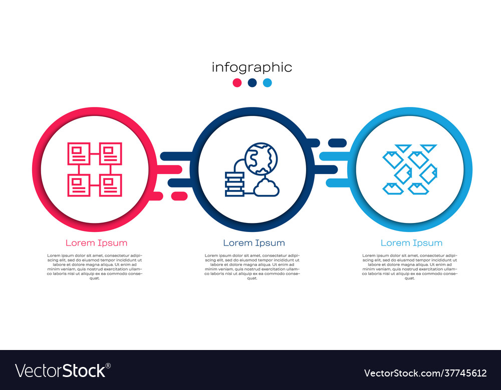 Set line hierarchy organogram chart network cloud vector image Set line hierarchy organogram chart network cloud