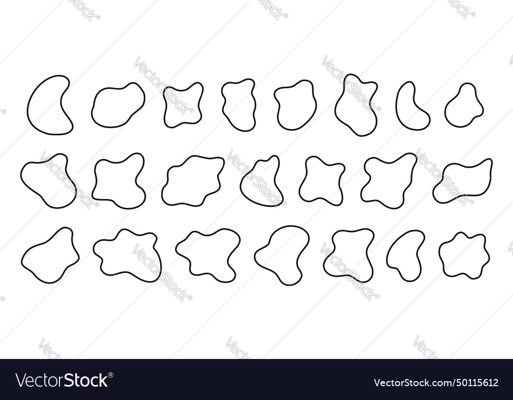 Set of irregular amorphous shapes uneven blots vector image Set of irregular amorphous shapes uneven blots