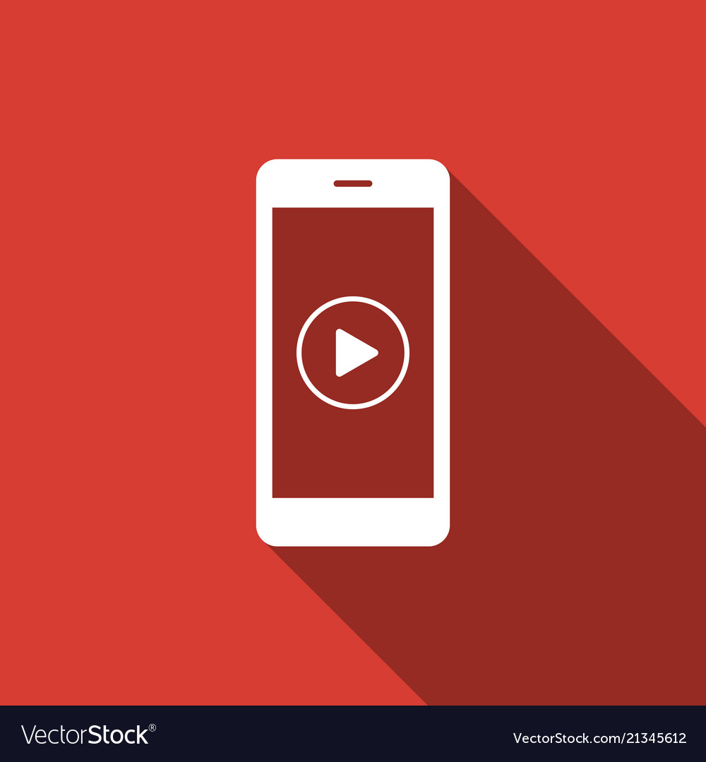 Smartphone with play button on the screen icon vector image Smartphone with play button on the screen icon