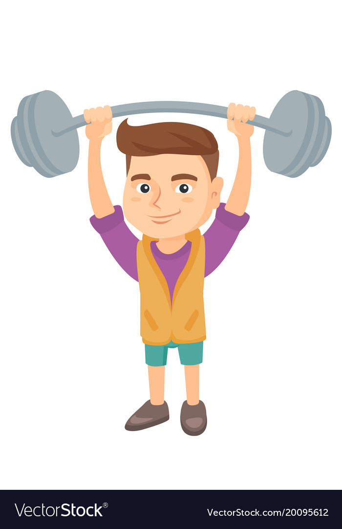 Strong caucasian lifting heavy weight barbell Vector Image