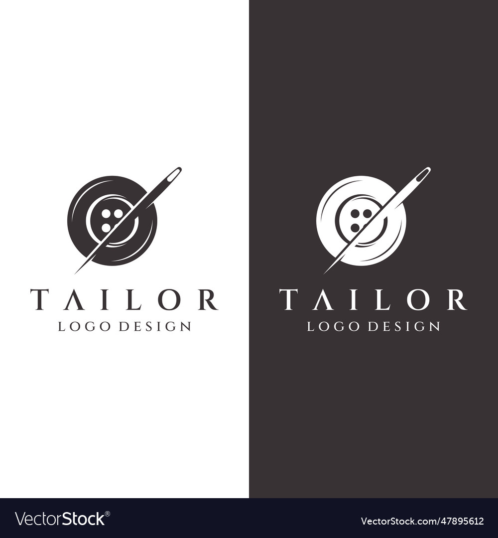 Tailor silhouette logo with needle thread benik Vector Image