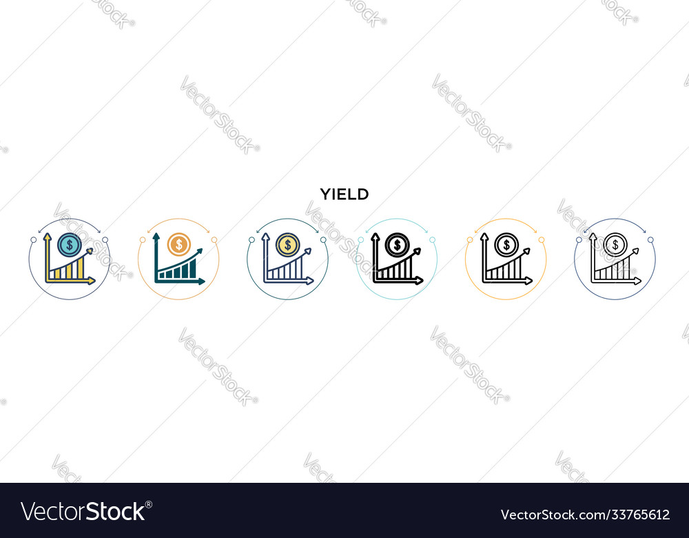 Yield icon in filled thin line outline and stroke