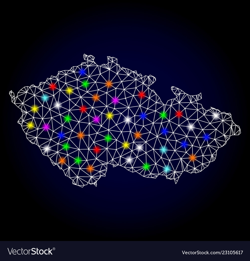 2d mesh map of czech republic with glare