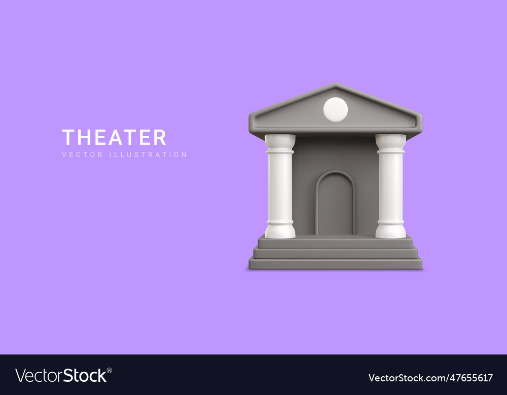 3d realistic theater building with columns