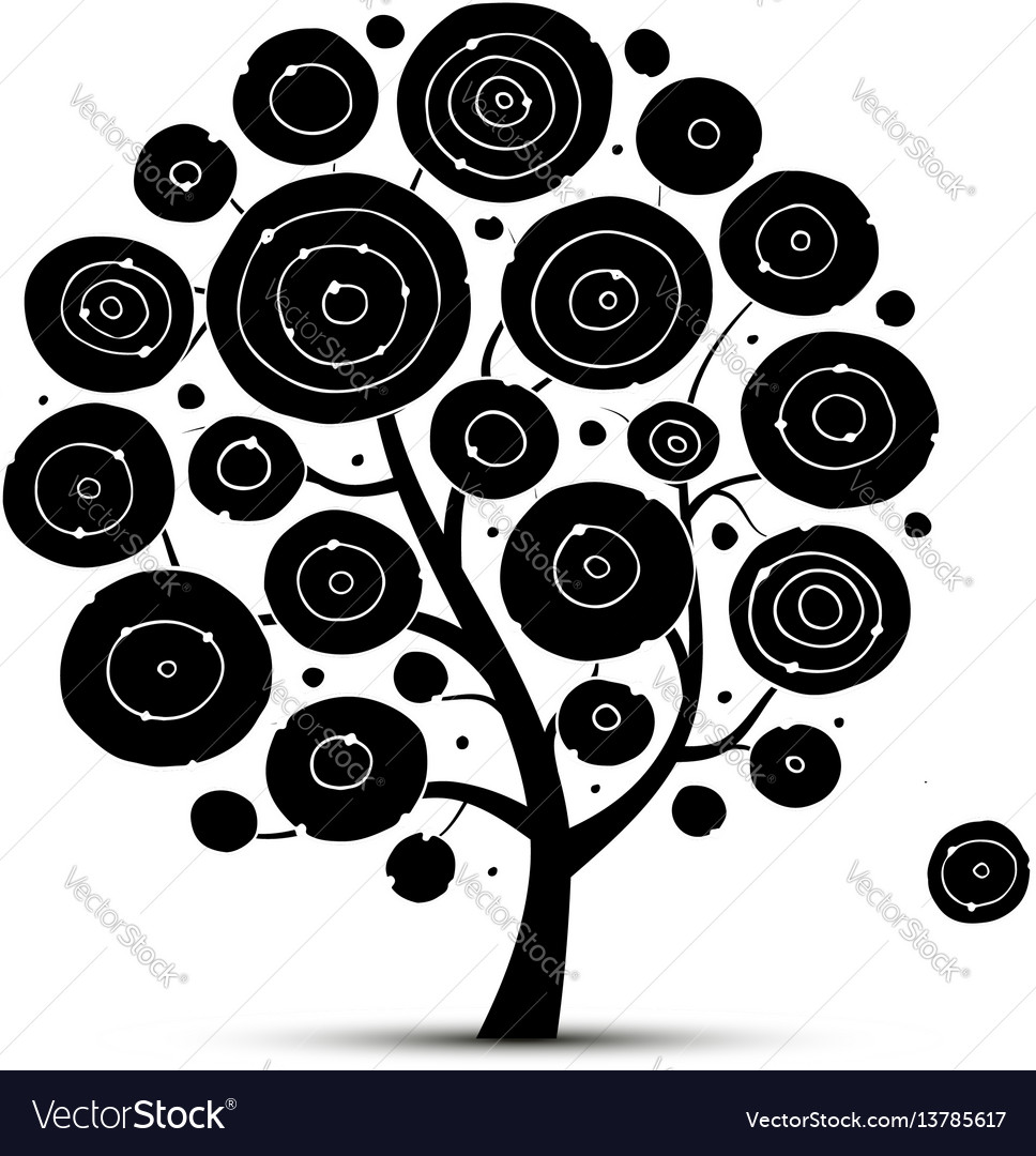 Abstract circles tree sketch for your design vector image Abstract circles tree sketch for your design