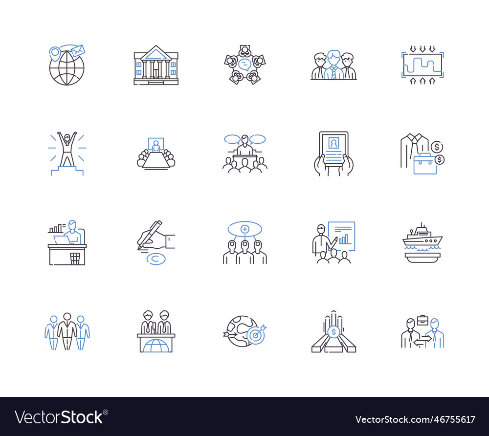 Digital leadership outline icons collection