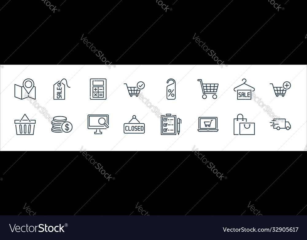 Ecommerce line icons linear set quality vector image Ecommerce line icons linear set quality