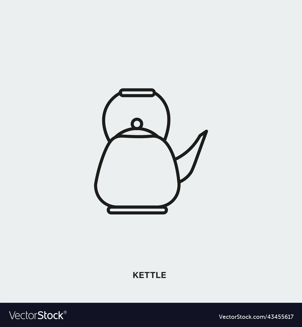 Flat style icon of kettle on gray surface