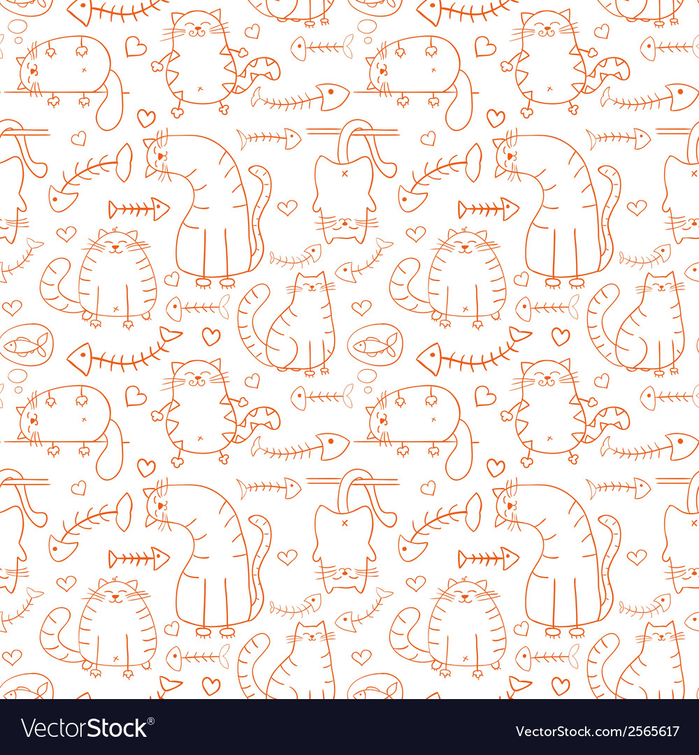 Funny cartoon sketch cats background