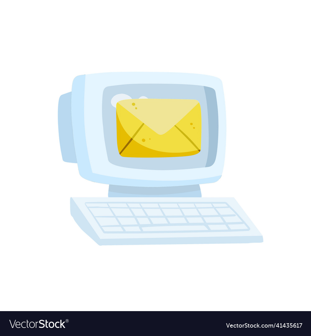 Retro computer sending and receiving email vector image Retro computer sending and receiving email