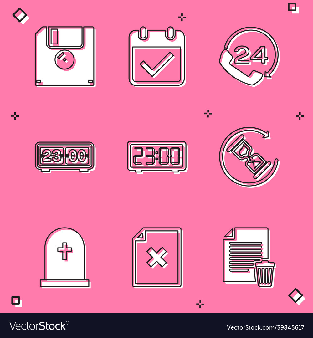 Set floppy disk calendar with check mark