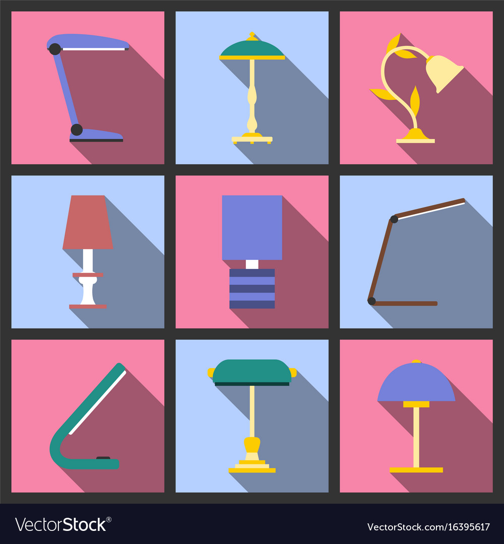 Set of table lamp icon