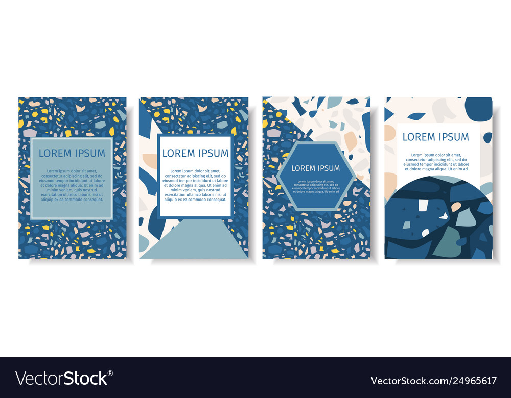 Set trendy Template editable terrazzo social card