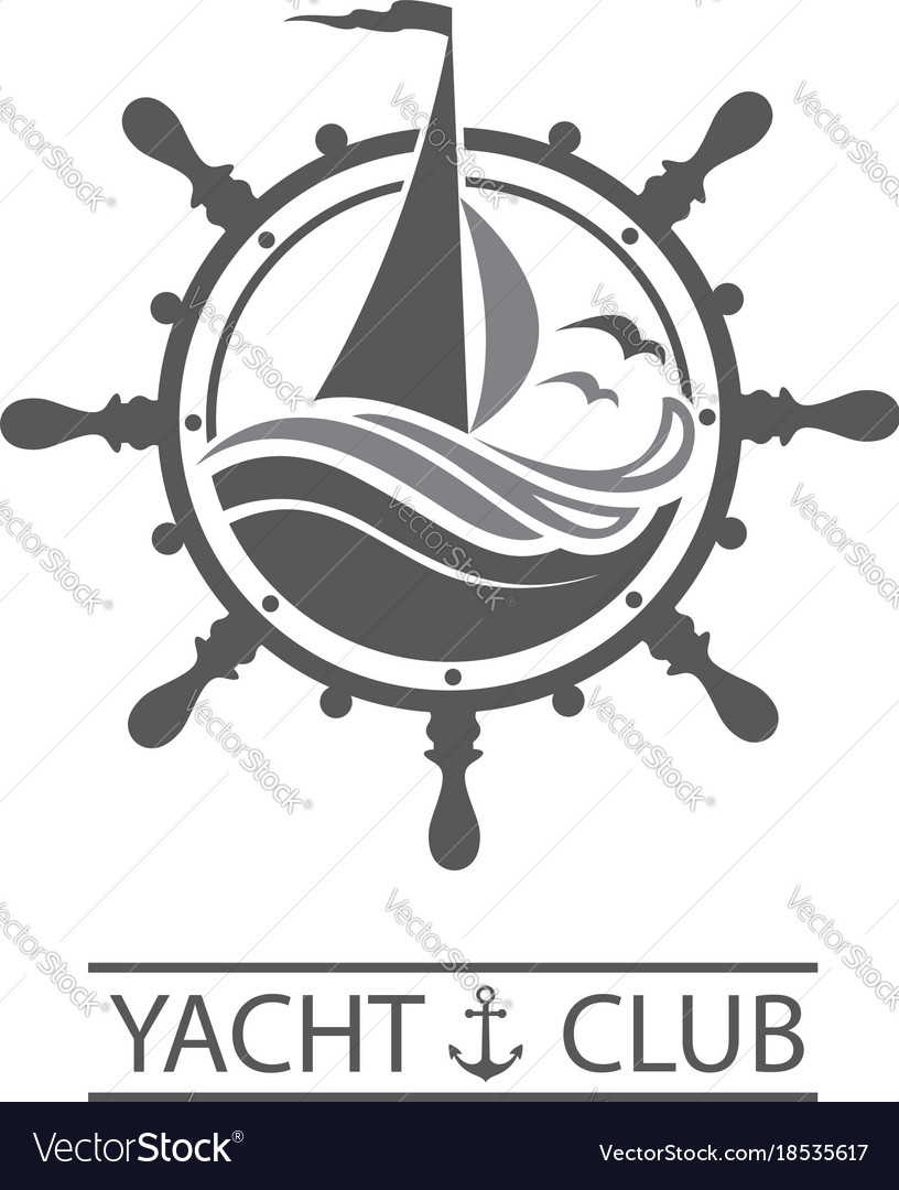 Yacht helm and waves icon Royalty Free Vector Image