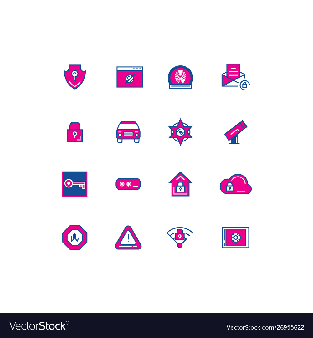 16 security color thin line icons for ui vector image 16 security color thin line icons for ui