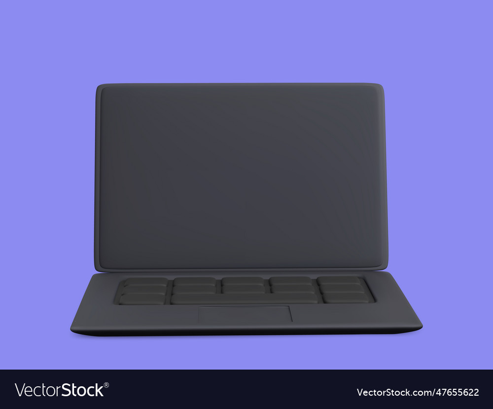 3d realistic black laptop isolated on blue