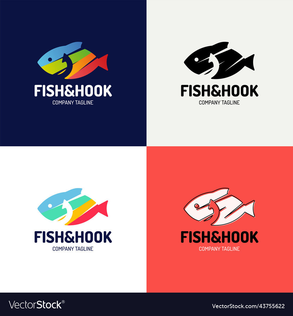 Abstract colorful fish and fishing hook Royalty Free Vector