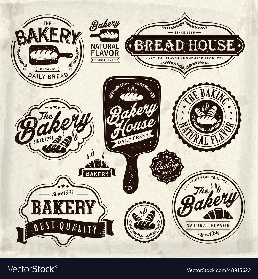 Bakery label design set Royalty Free Vector Image