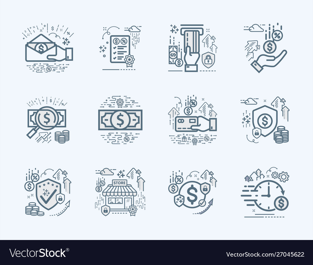 Banking business and finance flat icons set