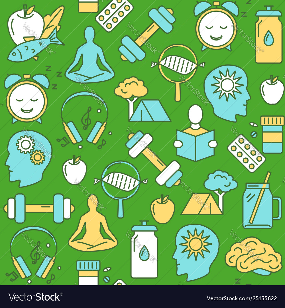 Biohacking concept seamless pattern in colored Vector Image Biohacking concept seamless pattern in colored
