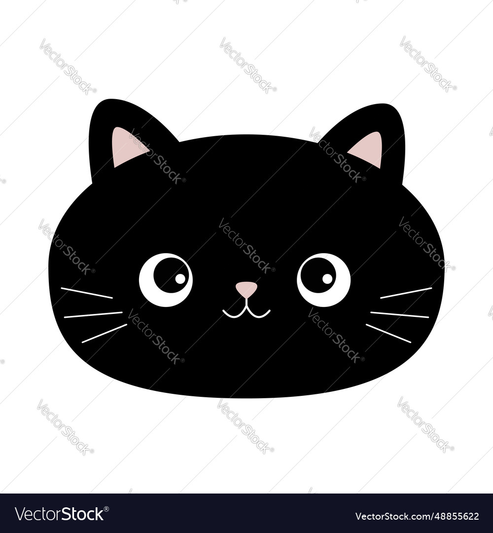 Black Cat Head Face Silhouette Round Icon Cute Vector Image 5755