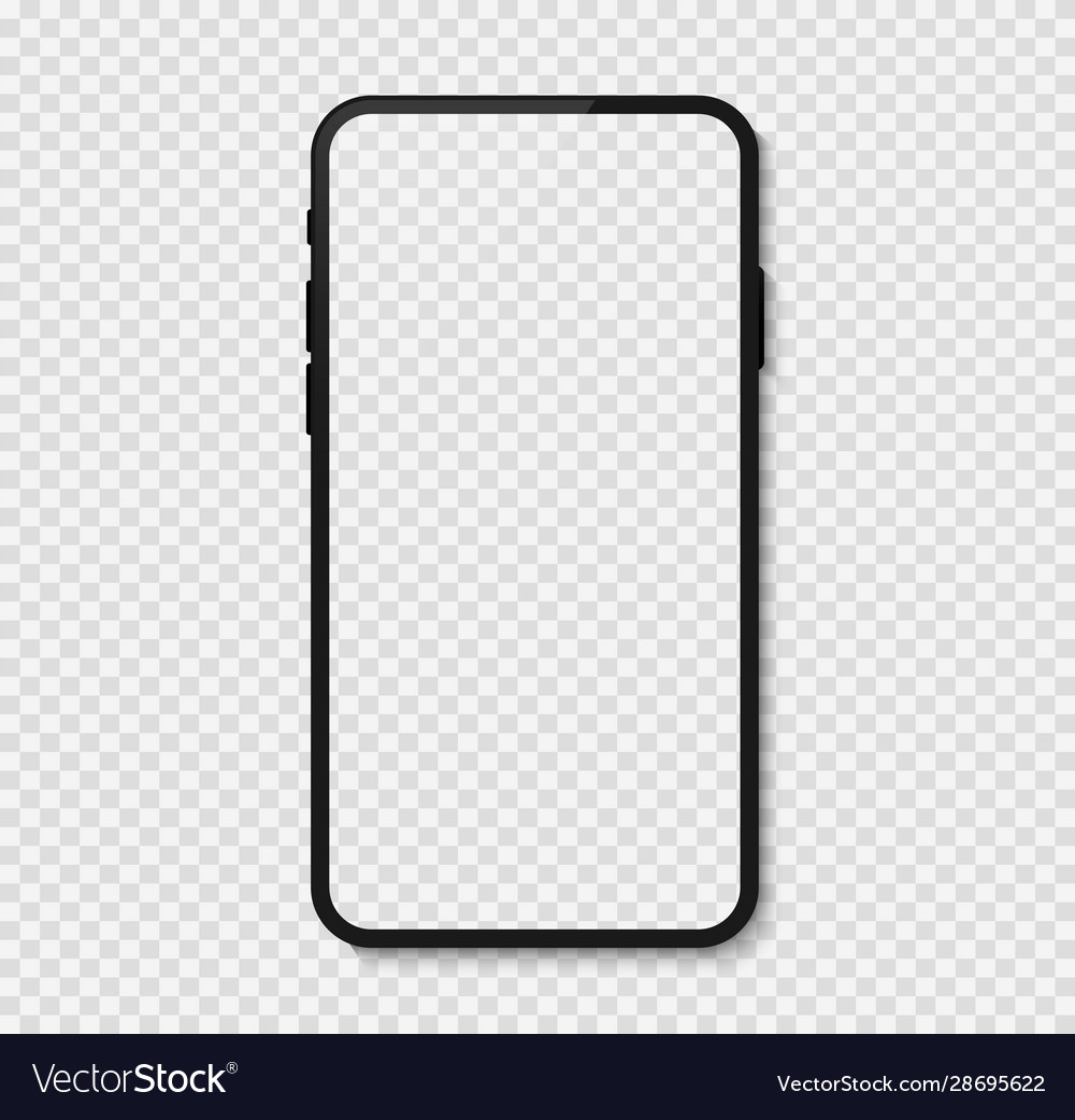 Black smart phone isolated on transparent