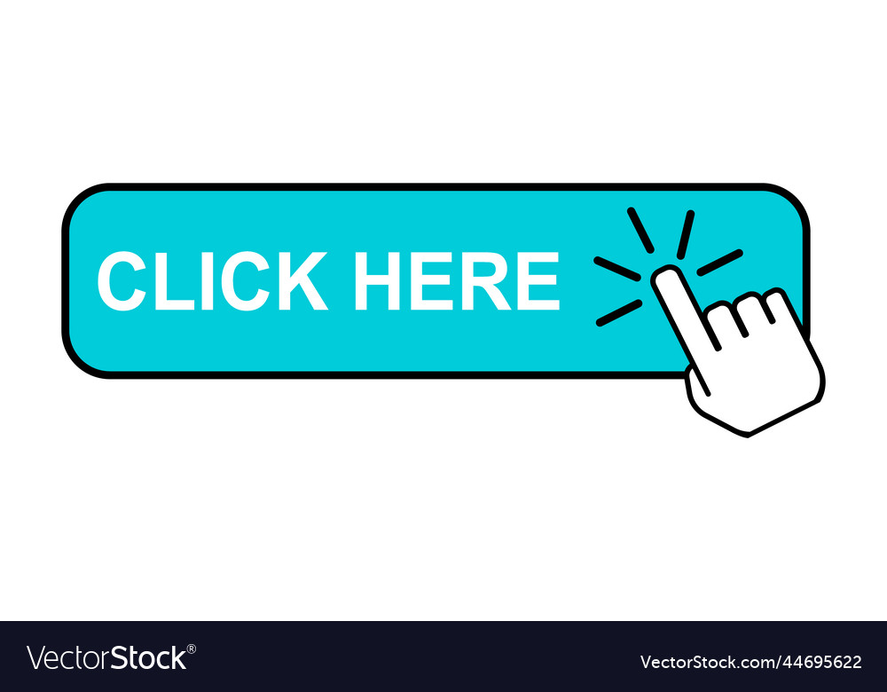 Click here web button internet flat pointer vector image Click here web button internet flat pointer