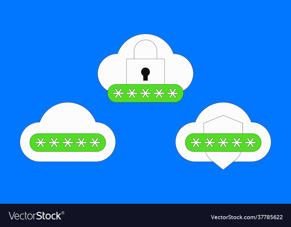 Cloud password security vector image Cloud password security