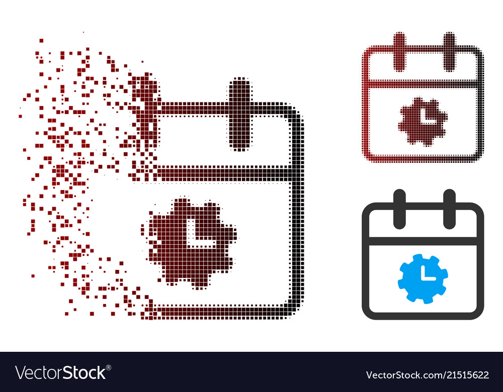 Dissolved pixel halftone time service day icon vector image Dissolved pixel halftone time service day icon