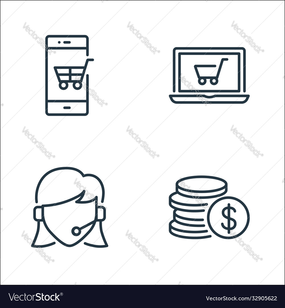 Ecommerce line icons linear set quality vector image Ecommerce line icons linear set quality