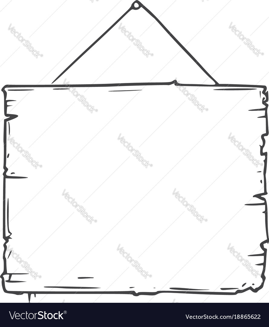 Empty Blank Sign Board Drawing Royalty Free Vector Image