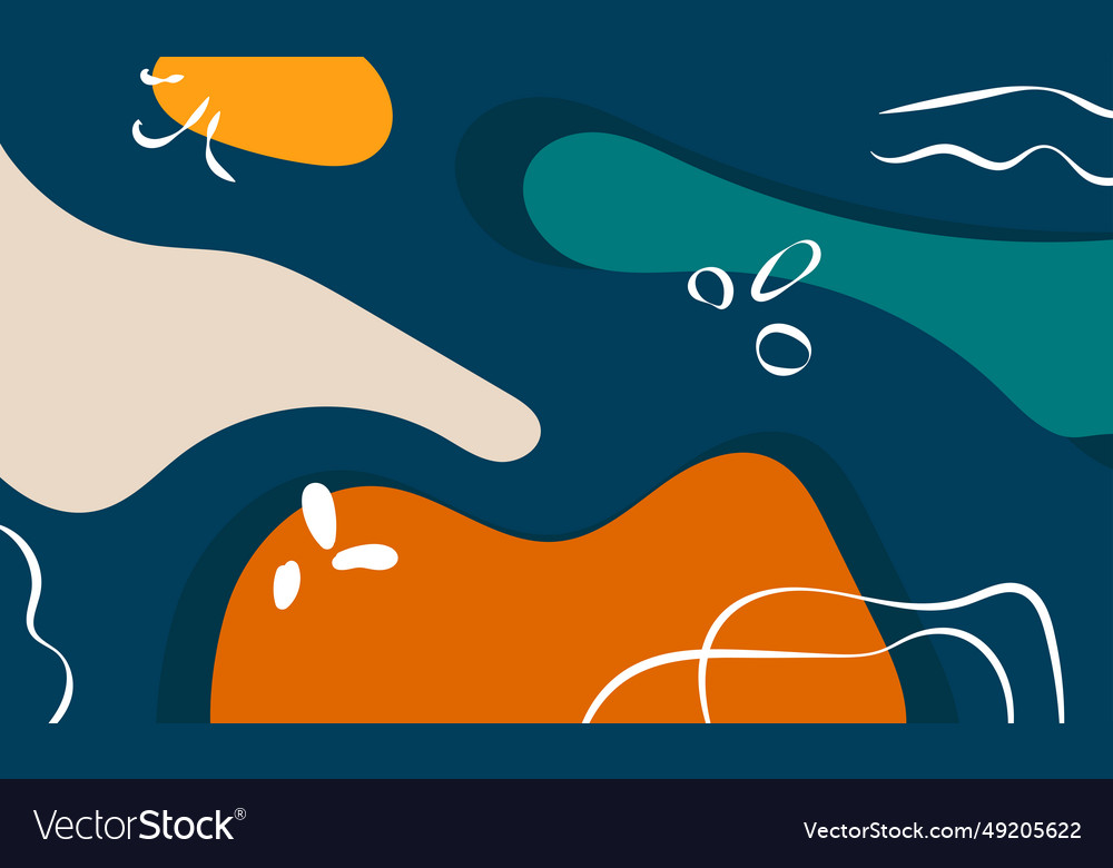 Flat abstract hand drawn shapes line background vector image Flat abstract hand drawn shapes line background